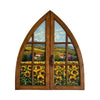 Painted on Wooden Window | Tuscan Landscape | Sunflowers | 103x120cm