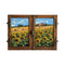 Painted on Wooden Window | Tuscan Landscape | Sunflowers | 84x60cm
