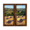 Painted on Wooden Window | Tuscan Landscape | Wheat | 50x53cm
