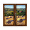 Painted on Wooden Window | Tuscan Landscape | Wheat | 50x53cm