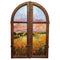 Painted on Wooden Window | Tuscan Landscape | Wheat | 103x150cm