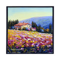 Painted on Canvas | Tuscan Landscape | Flowers | 40x40cm