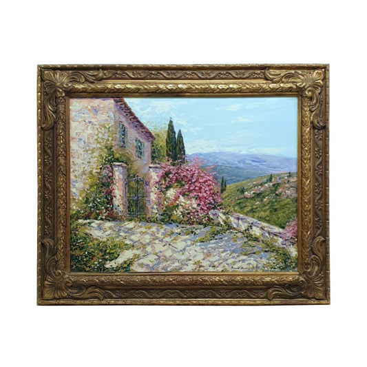 Painted on Wood | Tuscan Landscape | Contry House | 106x87cm