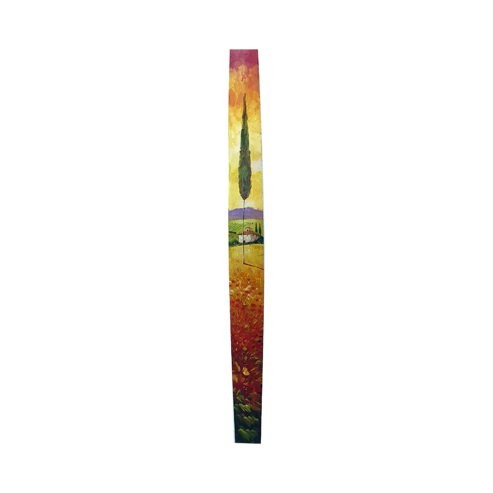 Painted on Wooden Barrel Stave | Tuscan Landscape | Poppies