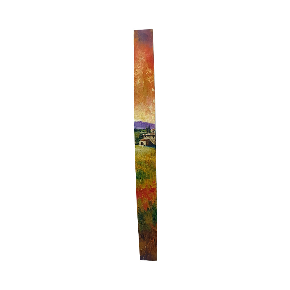 Painted on Wooden Barrel Stave | Tuscan Landscape | Poppies