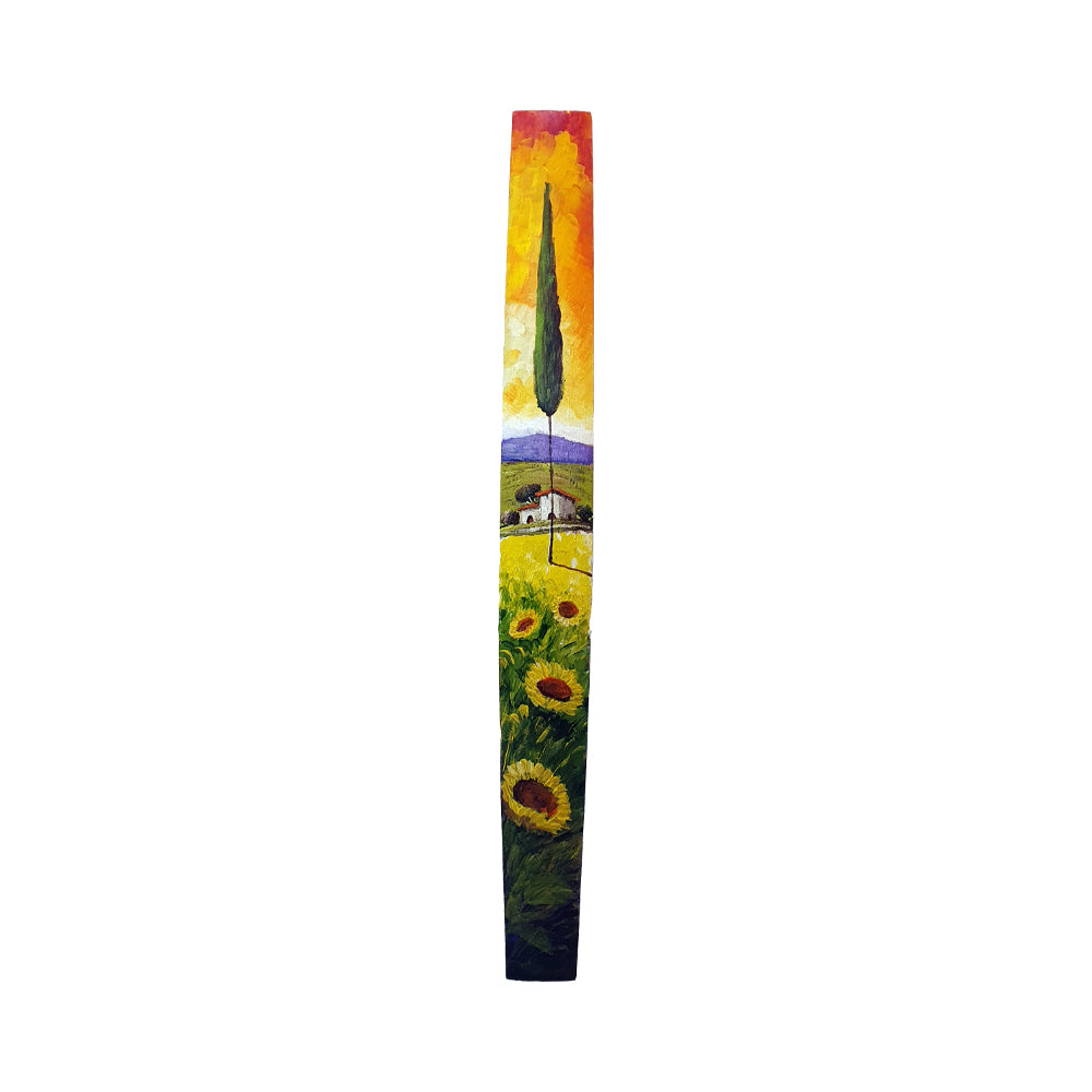 Painted on Wooden Barrel Stave | Tuscan Landscape | Sunflowers