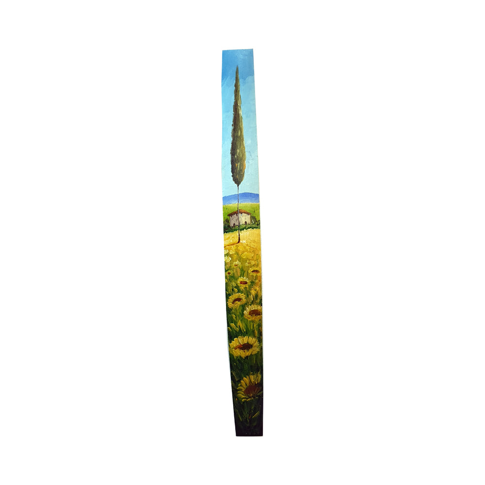 Painted on Wooden Barrel Stave | Tuscan Landscape | Sunflowers