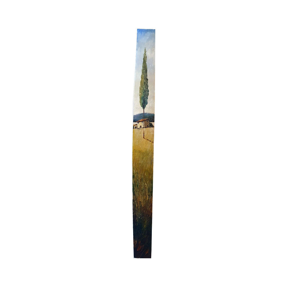 Painted on Wooden Barrel Stave | Tuscan Landscape | Wheat