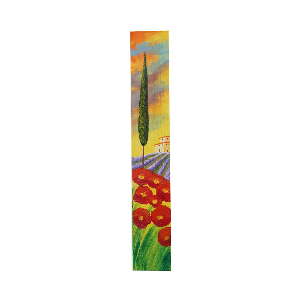 Painted on Wooden Plank Tuscan Landscape | Lavander | 9x50cm