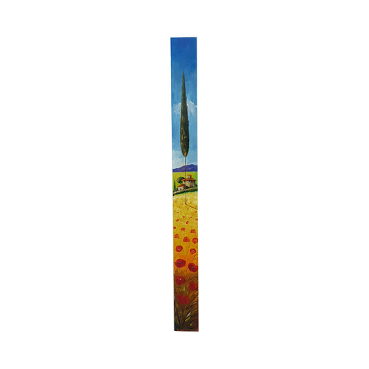 Painted on Wooden Plank | Tuscan Landscape | Poppies | 9x100cm