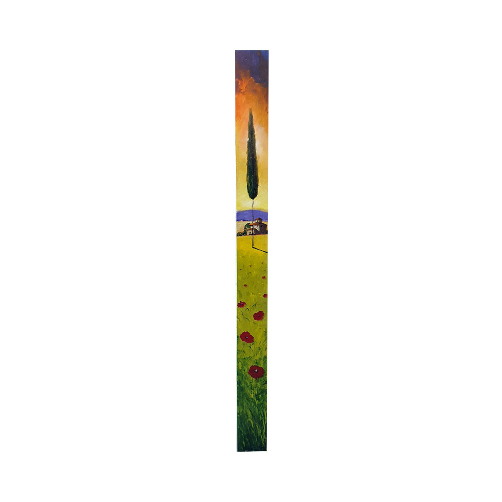 Painted on Wooden Plank | Tuscan Landscape | Poppies | 9x100cm