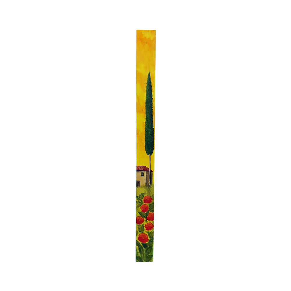 Painted on Wooden Plank | Tuscan Landscape | Poppies | 9x100cm