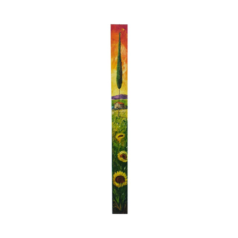 Painted on Wooden Plank | Tuscan Landscape | Sunflowers | 9x100cm