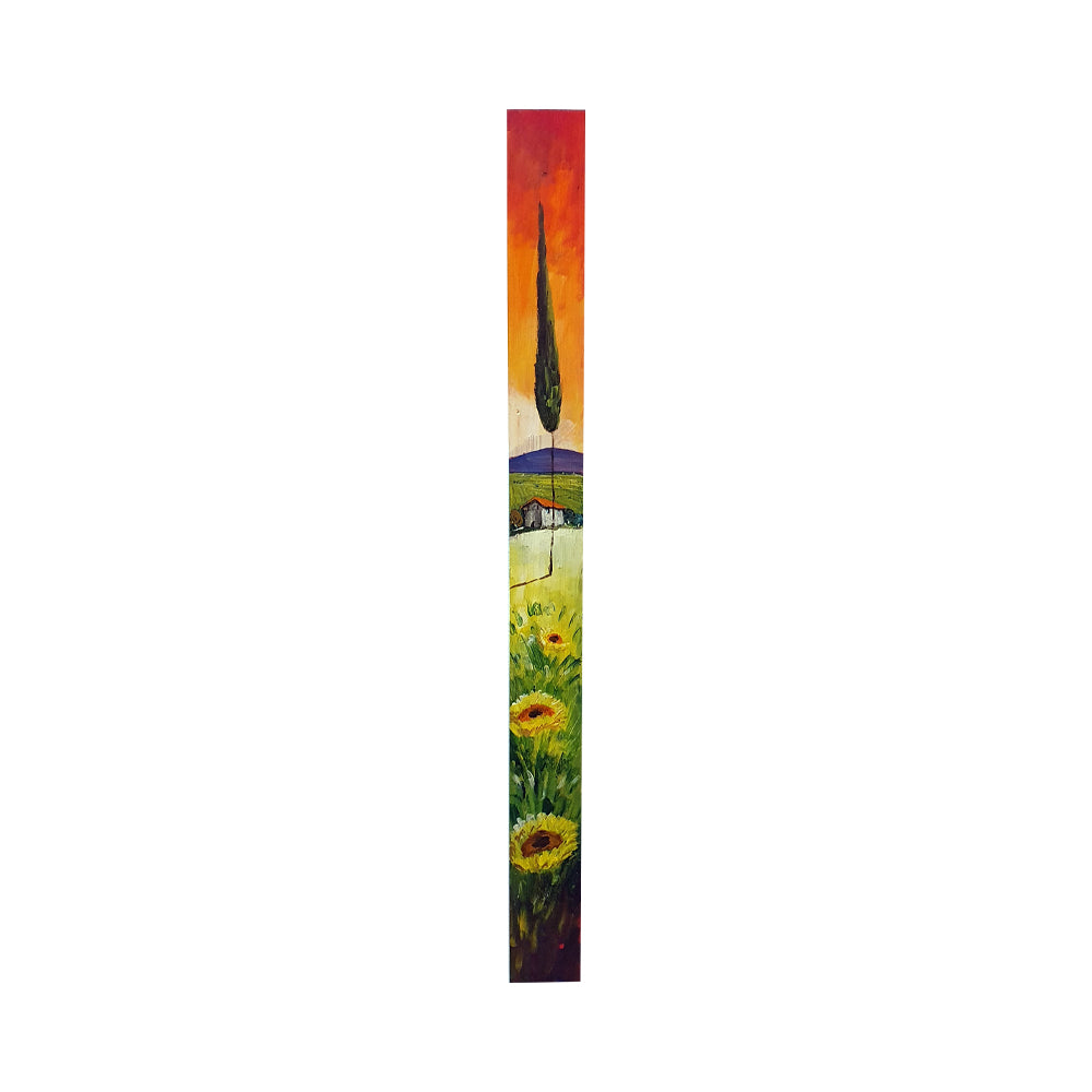 Painted on Wooden Plank | Tuscan Landscape | Sunflowers | 9x100cm