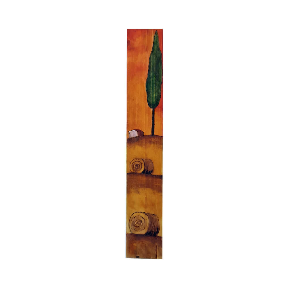 Painted on Wooden Plank | Tuscan Landscape | Wheat | 9x50cm