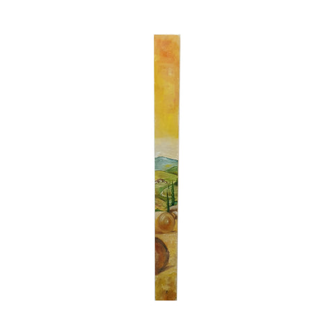 Painted on Wooden Plank | Tuscan Landscape | Wheat | 9x100cm