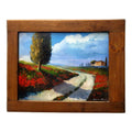 Painted on Wooden Shutters | Tuscan Landscape | Poppies | 50x41cm