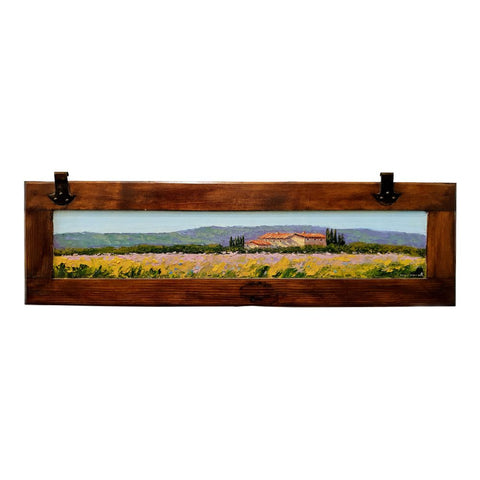 Painted on Wooden Shutter | Tuscan Landascape | Flowers | 107x31cm