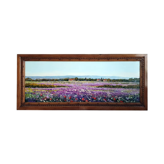 Painted on on Ancient Frame | Tuscan Landascape | Lavander | 125x53cm