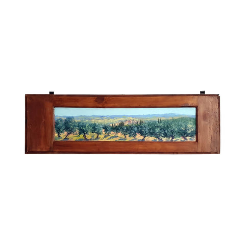 Painted on Wooden Shutters | Tuscan Landscape | Olive Trees | 115x34cm