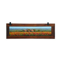 Painted on Wooden Shutter | Tuscan Landascape | Poppies | 117x36cm