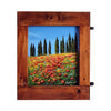 Painted on Wooden Shutter | Tuscan Landascape | Poppies | 25x31cm