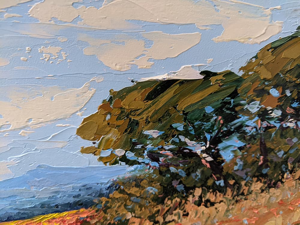 Painted on Wooden Shutter | Tuscan Landascape | Poppies | 95x48cm