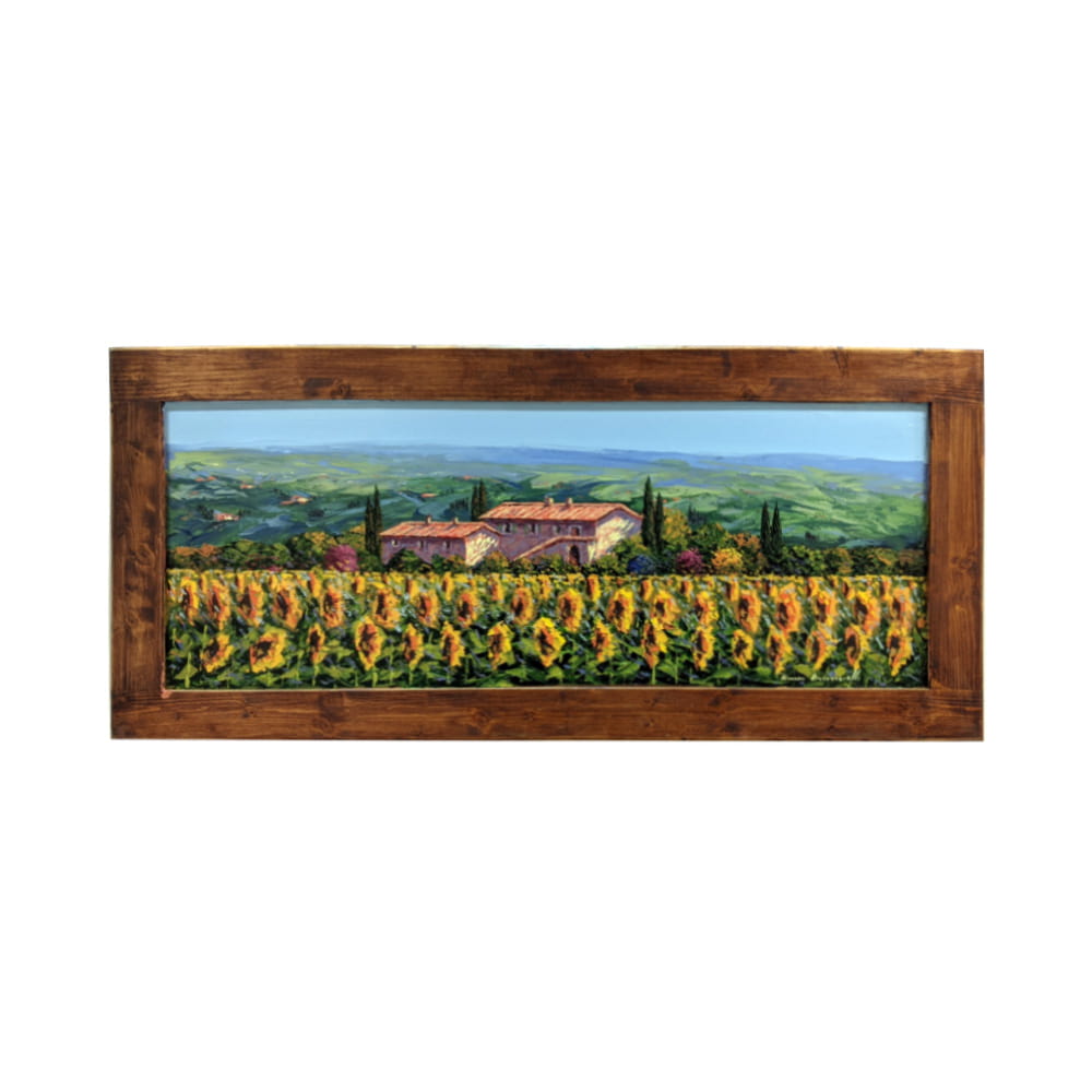Painted on Wooden Shutters | Tuscan Landscape | Sunflowers | 114x50cm