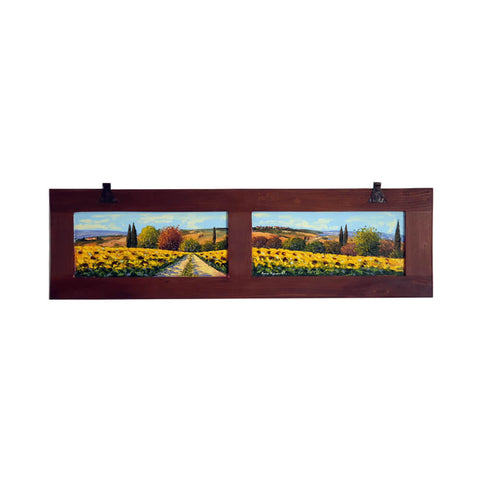 Painted on Wooden Shutters | Tuscan Landscape | Sunflowers | 116x34cm