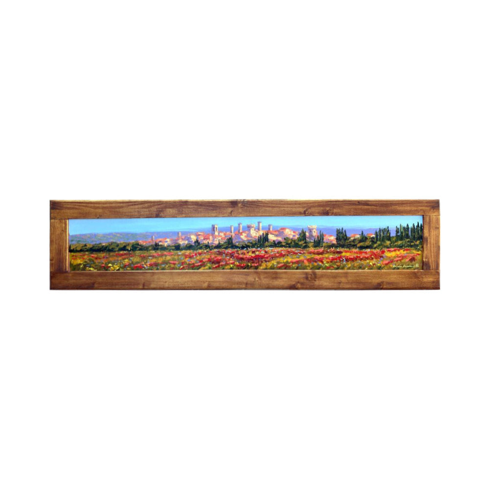 Painted on Wooden Shutters | Tuscan Landscape | Village of San Gimignano | 150x33cm