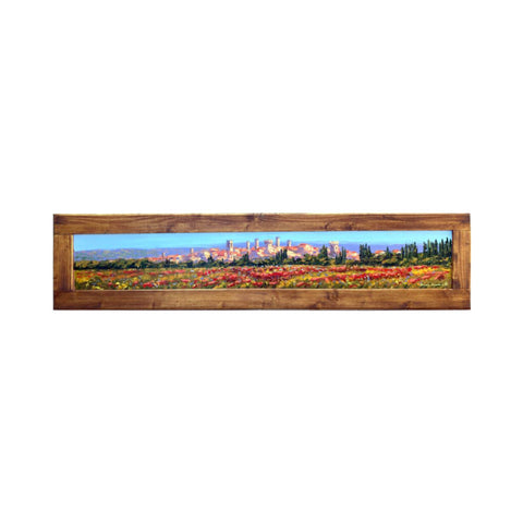 Painted on Wooden Shutters | Tuscan Landscape | Village of San Gimignano | 150x33cm