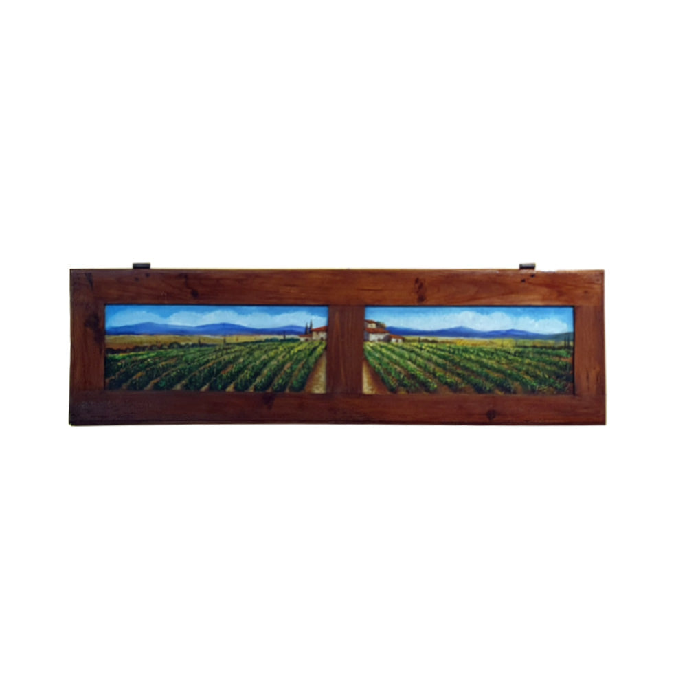 Painted on Wooden Shutter | Tuscan Landascape | Vineyard | 126x35cm