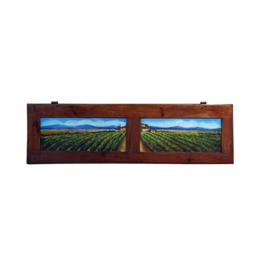 Painted on Wooden Shutter | Tuscan Landascape | Vineyard | 126x35cm