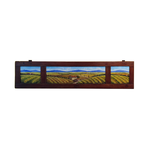 Painted on Wooden Shutter | Tuscan Landascape | Vineyard | 167x38cm