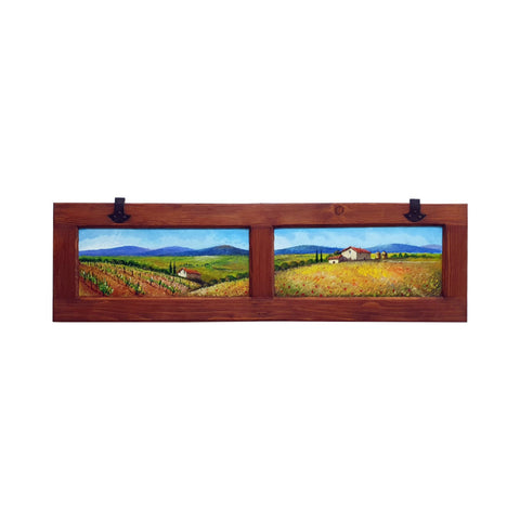 Painted on Wooden Shutter | Tuscan Landascape | Wheat | 128x36cm