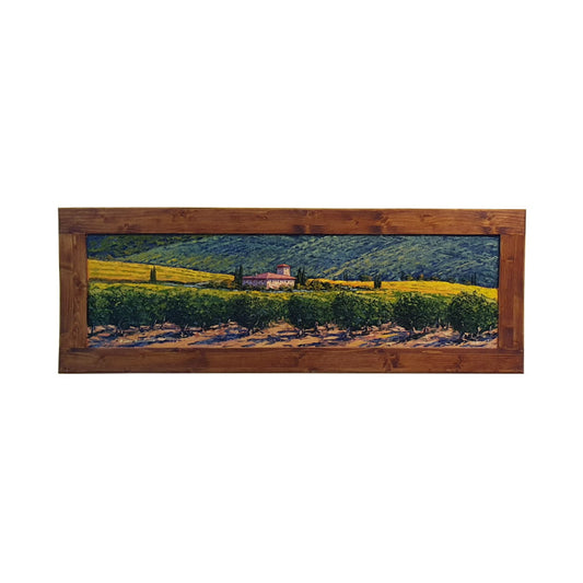 Painted on Wooden Shutters | Tuscan Landscape | Vineyard | 125x44cm