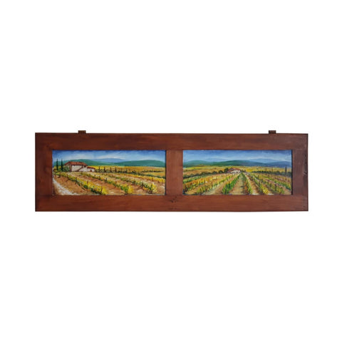 Painted on Wooden Shutters | Tuscan Landscape | Vineyard | 127x36cm