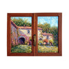 Painted on Wooden Window | Tuscan Landscape | Country House | 74x60cm