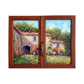 Painted on Wooden Window | Tuscan Landscape | Country House | 74x60cm