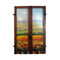 Painted on Wooden Window | Tuscan Landscape | Poppies | 136x81cm