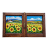 Painted on Wooden Window | Tuscan Landscape | Sunflowers | 104x60cm