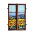 Painted on Wooden Door | Tuscan Landscape | Sunflowers | 84x121cm