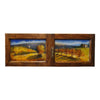 Painted on Wooden Window | Tuscan Landscape | Vineyard | 120x44cm