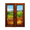Painted on Wooden Window | Tuscan Landscape | Vineyard | 72x90cm