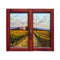 Painted on Wooden Window | Tuscan Landscape | Vineyard | 79x69cm