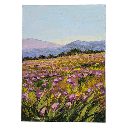 Painted on Canvas | Tuscan Landscape | Flowers | 50x70cm