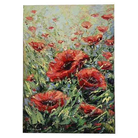 Painted on Canvas | Tuscan Landscape | Poppies | 50x70cm