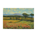  Painted on Wood | Tuscan Landscape | Poppies | 38x26cm	