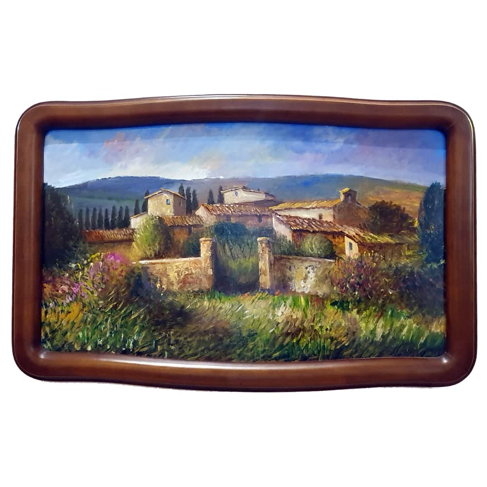 Tuscany painting on wood | Small village in the Tuscan countryside